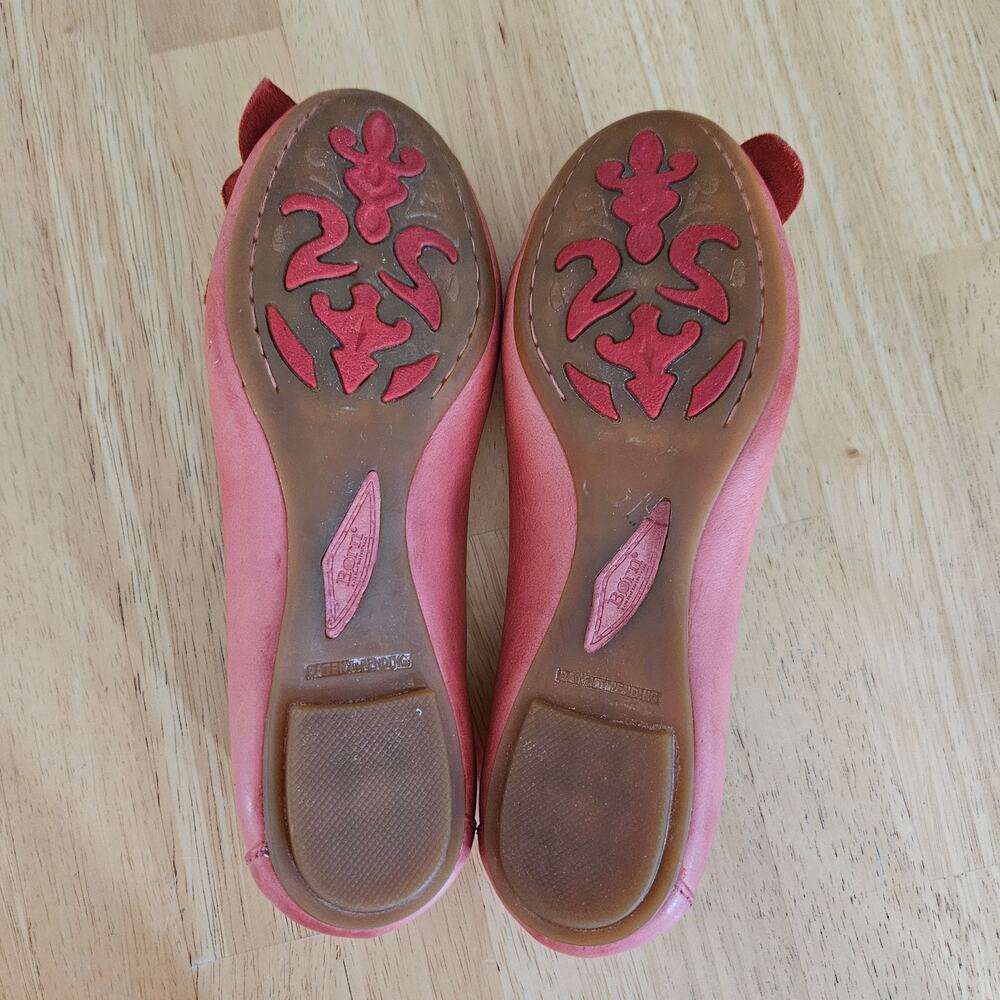 Born Julianne Coral Pink Leather Floral Rosette Ballet Flats Sz 6 - Picture 7 of 10